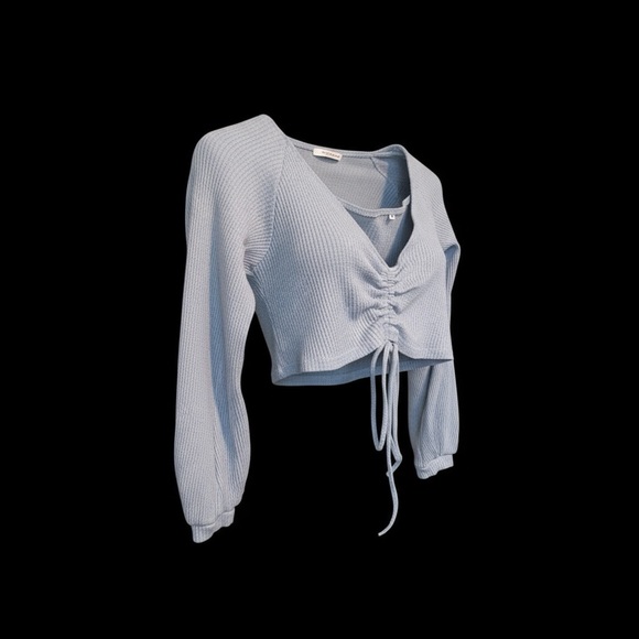 No Label Tops - Sky Blue Ruched Women's Blouse